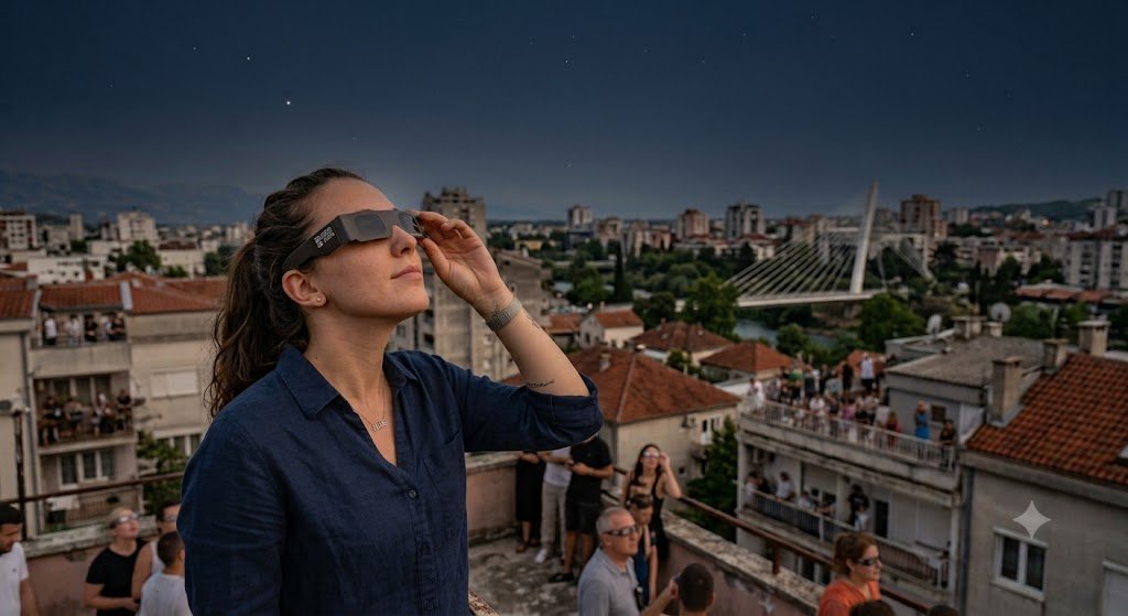 Slika prikazuje pomračenje sunca sa planete Zemlje