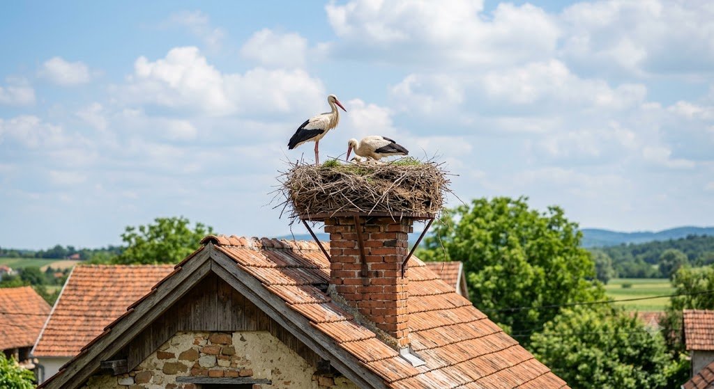 Hrvatska država plaća građanima da ne skidaju gnijezda roda sa dimnjaka.