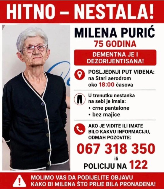 Porodica traži Milenu Purić već pet dana